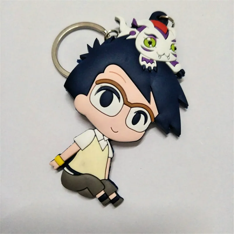 Anime Digimon Figure Toys Agumon Gabumon Koromon Tanemon Gomamon Piyomon Patamon Yagami Taichi Keychain Pendant Dolls 10pcslot (6)