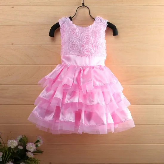 Новинка 2015 милые дети розового цвета розетка нарядное платье для девочек пасхальное цветок Детские платье принцессы для девочек свадебные