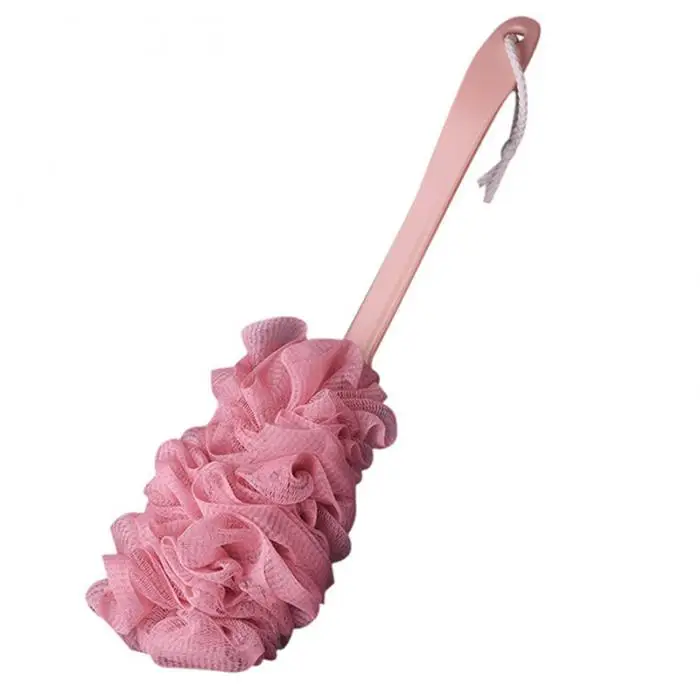 Economical Thick Mesh Bath Ball Non-slip Long Handle Hanging Bath Shower Scrubber Brush Sponge for Bathroom ds99