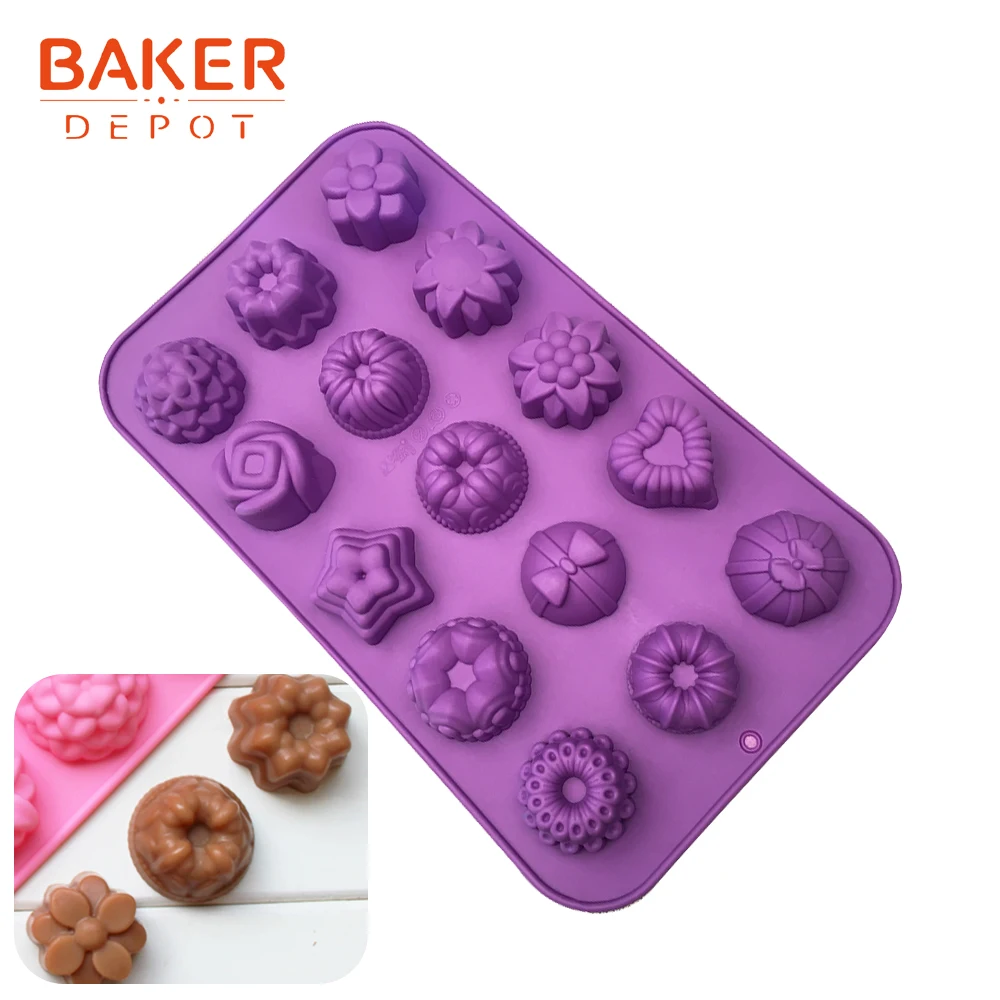 

BAKER DEPOT silicone mold for chocolate soap flower shape pastry baking cake from ice Jello pudding bread biscuit mould 3D heart