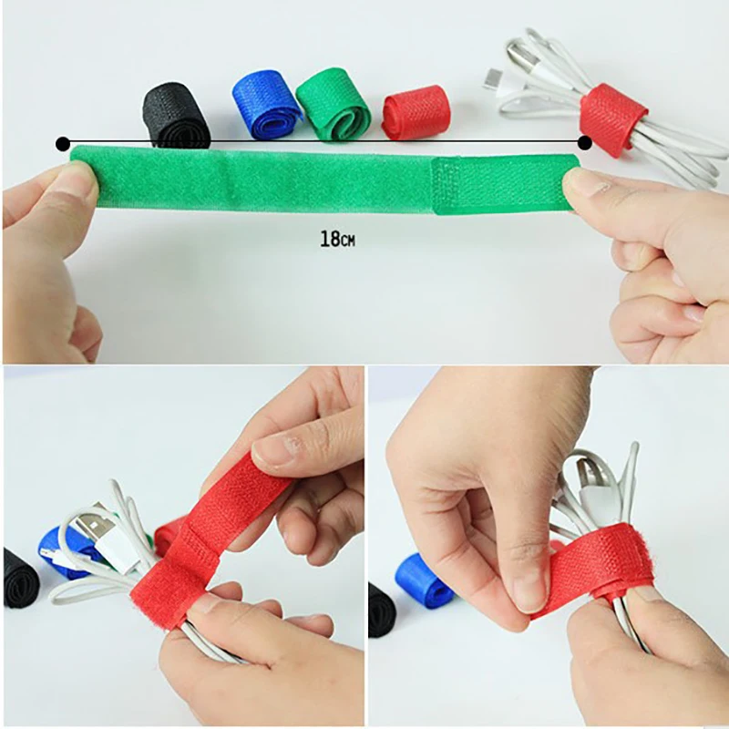 

50pcs/Lot Nylon Cable Ties Adhesive Fastener Reusable Magic Sticky Tape Hook Power Wire Loop Marker Strap Wraps Velcroe Wire Tie