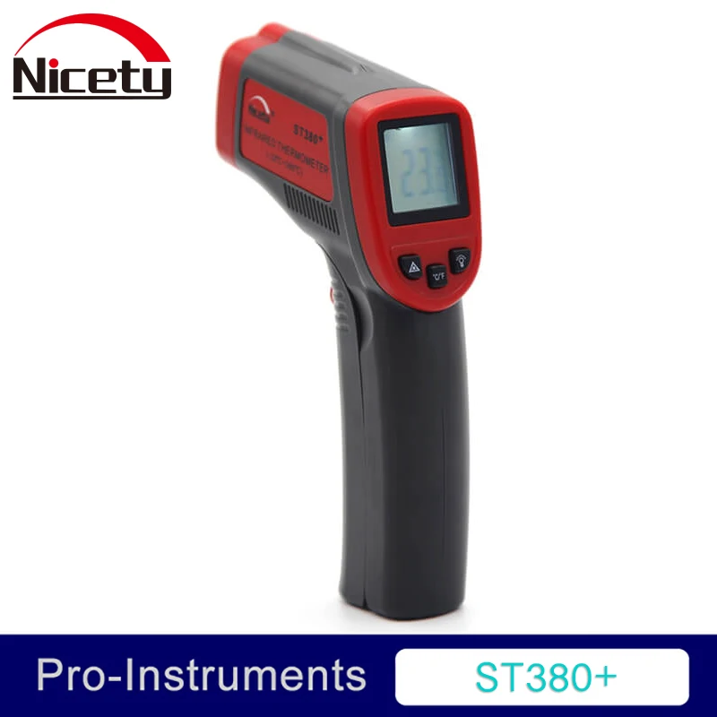 

Nicety ST380+ IR Infrared Thermometer LCD Non-Contact Digital Laser Temperature Meter -32~+380 C Pyrometer 0.95EM Celsius GR