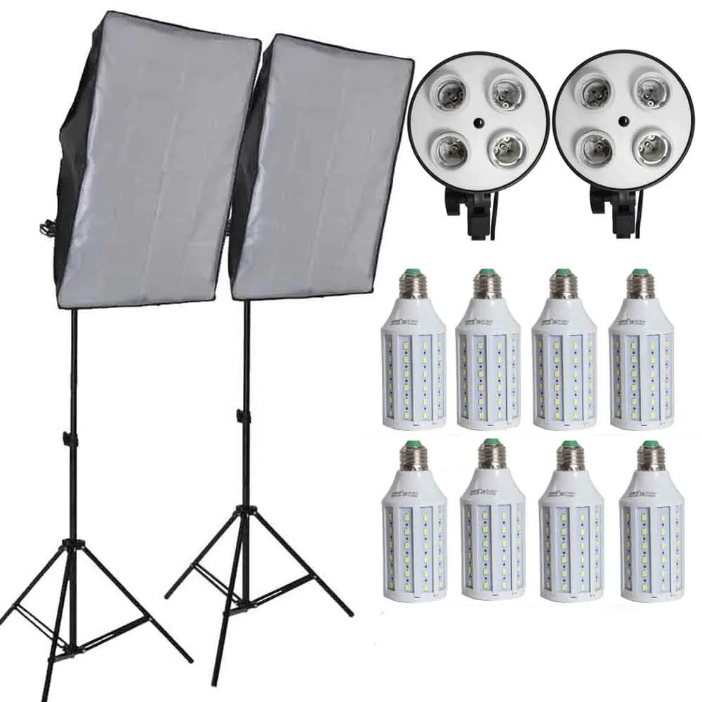 

8pcs Led Bulbs Professional Camera Softbox kit With Light Stand Photographic Equipment For DSLR Photography Studio Lightbox