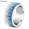 6/7/8/9# different Color Line Crystal Fashion Jewelry Ring Wholesale Fashion Stainless Steel Ring for women ► Photo 1/6