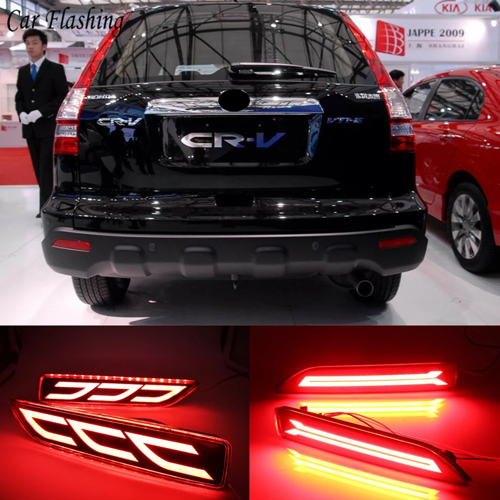 2PCS For Honda CRV CR-V 2007 2008 2009 Multi-function LED Tail Rear Bumper Light Rear Fog Lamp Auto Bulb Brake Light Reflector