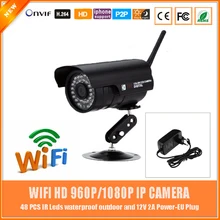 Wi-fi 2.0mp Hd 1080 P Пуля Беспроводная Ip-камера Открытый Водонепроницаемый Металлический Черный Cctv Cmos Веб-Камера Motion Detect Freeshipping