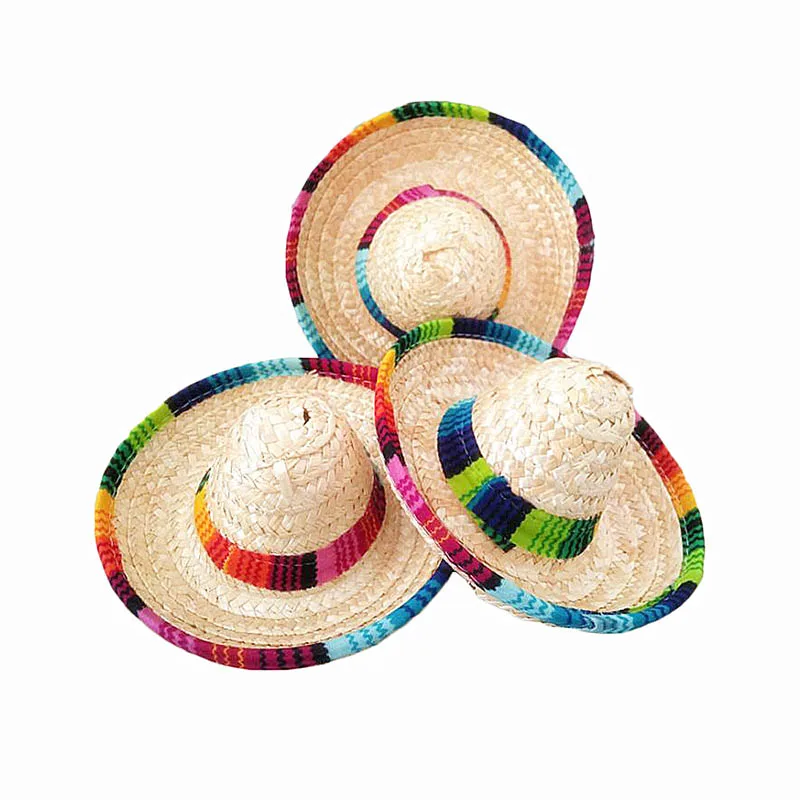 NEW-10Pcs из натуральной Соломы Мексиканская Шляпа мини сомбреро Baby Shower День рождения украшения настольные вечерние принадлежности