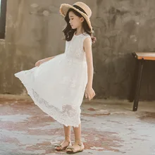 Детское летнее платье года платье принцессы для малышей Новое кружевное платье для девочек Детские платья Элегантный праздничный Детский сарафан с высокой талией#5214