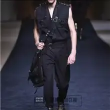 27-44 новая мужская одежда в европейском стиле свободный Модный комбинезон, набор на заказ, размер плюс мужской костюм певицы