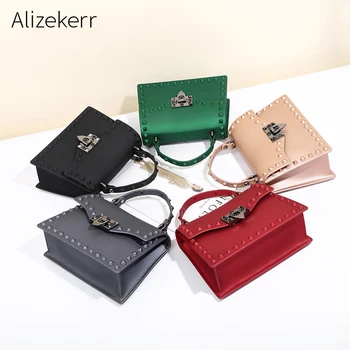 

PVC Rivet Jelly Shoulder Bag Woman 2019 Fashion Retro Summer Designer Cute Small Flap Square Tote Crossbody Bag Ladies Casual