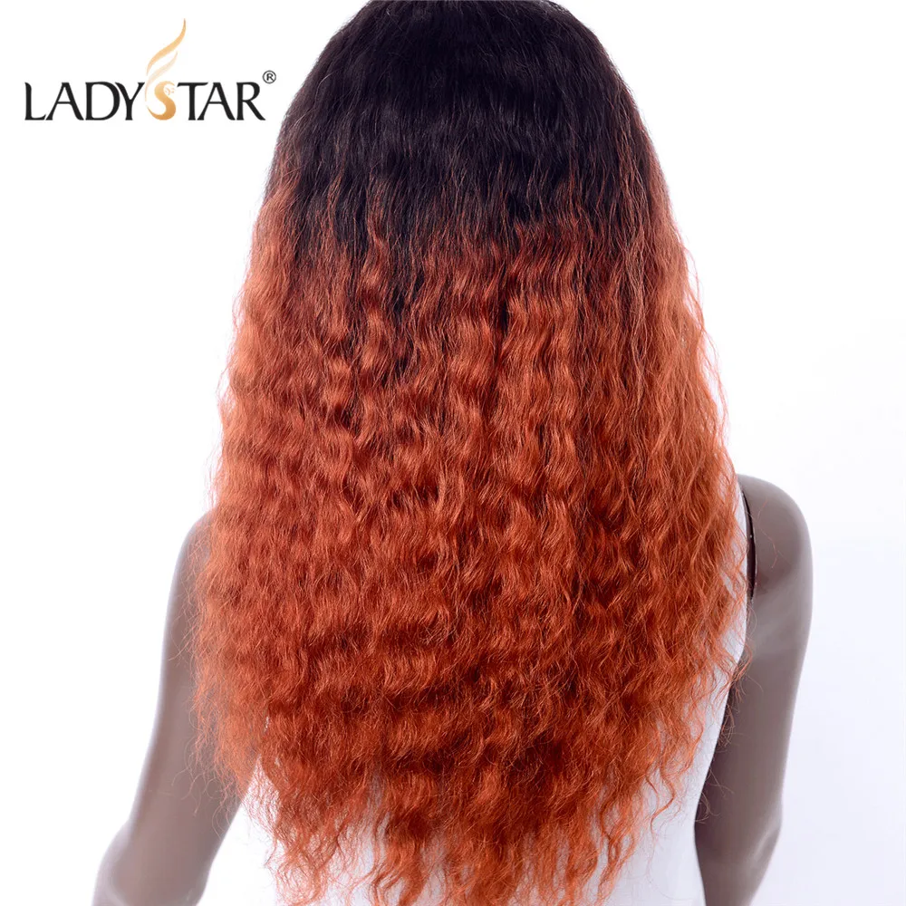 LADYSTAR Омбре человеческие волосы на кружеве парики бразильские влажные и волнистые волосы remy волна воды парики для черных женщин с детскими волосами