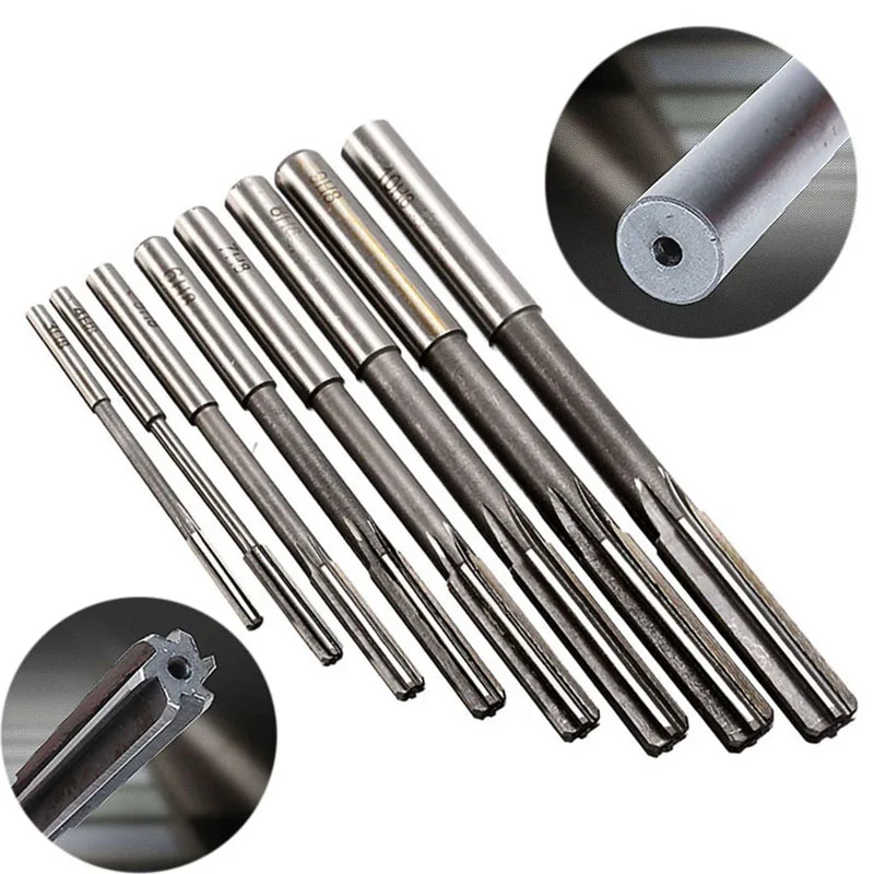 New 8pcs/set HSS H7 Machine Reamer Straight Shank Chucking Reamer Set Cutter Tool 3/4/5/6/7/8/9/10mm