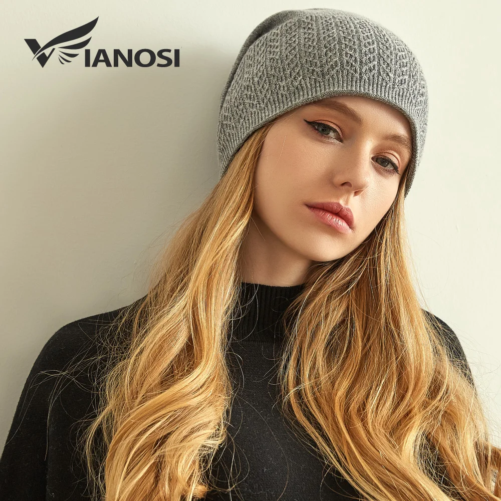 

VIANOSI Winter Knitted Wool Hat For Women Warm Casual Beanie Caps Winter Brand Gorros Mujer Invierno Fashion Hats