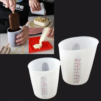 

1 PC 250ML 500ML Smooth Reusable Silicone Measuring Cup Cook Bakers Resin Jewelry Tools Heat resistant 500 Degrees