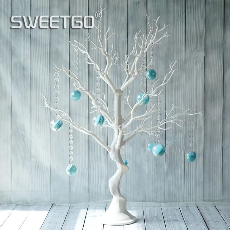 

SWEETGO Wedding decoration tree white resin Simulated tree with macrons pendants for candy bar/shop window display Wishing Tree