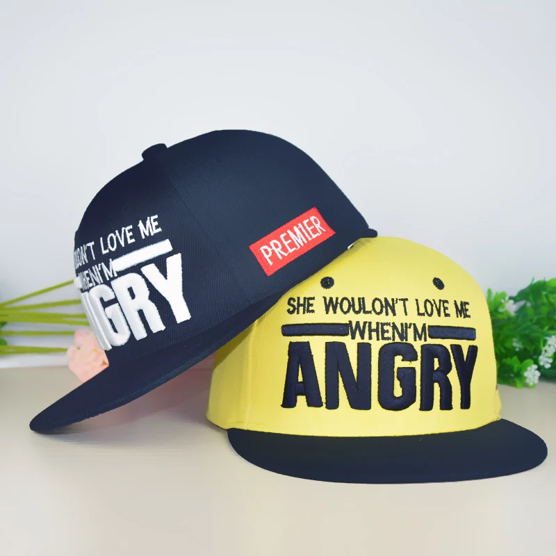 

HAPPYTAIL Children Snapback Hats Letters ANGRY Embroidered Fashion Summer Cap for Boys Girls 3-10 Years Kid Baseball Cap