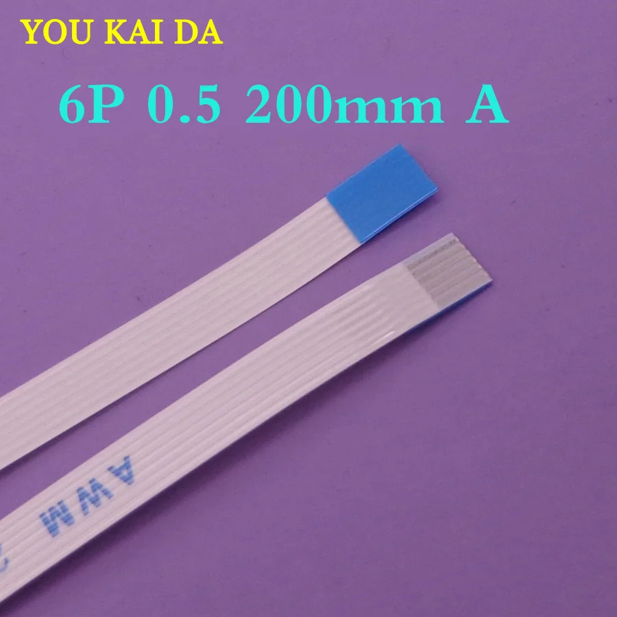 100pcs New FFC FPC flat flexible 6p cable 0.5mm pitch 6 pin forward Length 200mm Width 3.5mm