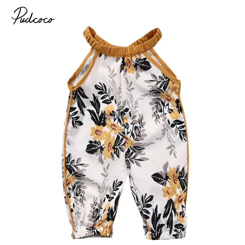 

pudcoco 0-4Y Infant Baby Girls Floral summer Sleeveless romper baby girl Jumpsuit Personality design Rompers Clothes Outfits