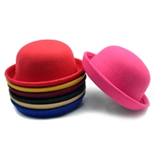 Модная популярная женская шляпа Fedora винтажная Дамская милая детская трендовая шерстяная фетровая шляпа Боулер Дерби гибкие шляпы для девочек и мальчиков
