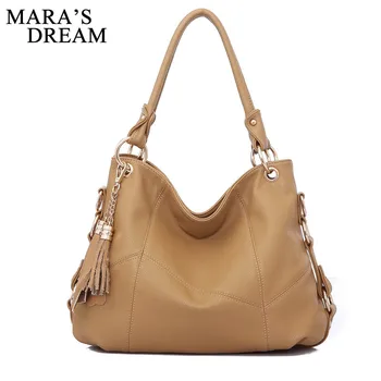 

Mara's Dream 2019 New Summer Messy Mother Bag Solid Color Fashion Shoulder Bag Tassel Stitching Portable Bag