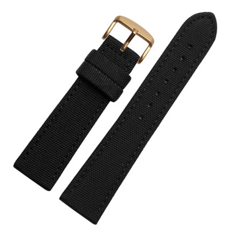 Нейлоновый кожаный ремешок для часов Omega для Rolexwatch Breitling Sport Watchstrap, цветной мужской браслет 18 мм 20 мм 22 мм 24 мм, инструмент - Цвет ремешка: black gold clasp