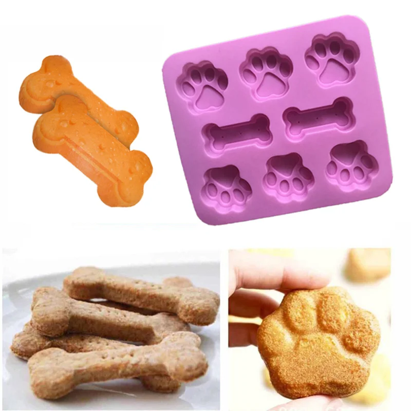 

8 Cavity Food Grade Silicone Dog Bone Dog Footprint Shape Cake Mold DIY Cookie Fondant Cutter Baking Cookie Muffin Mold 2019 New