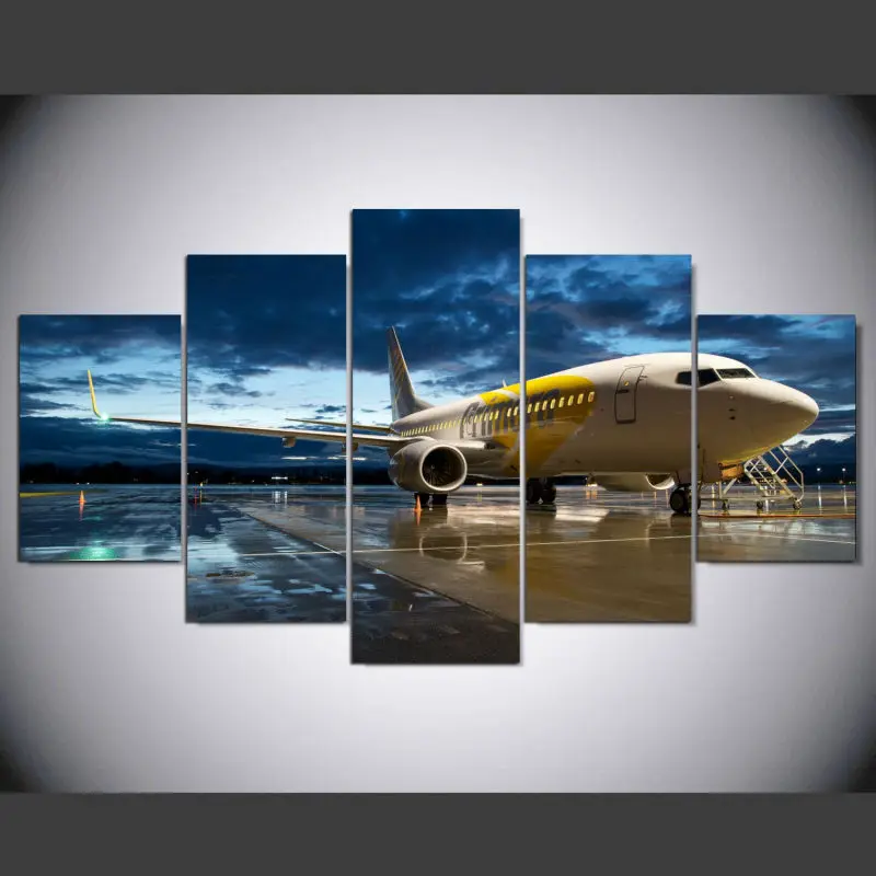 DAFENJINGMO ARTS 5 panel Modern Air plane hd Art print canvas art wall