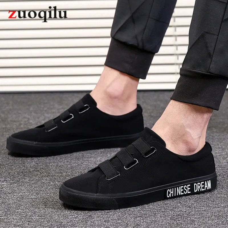 

New 2019 Spring Summer Canvas Men Shoes Low top Black Shoes Men Casual Breathable lightweight Sneakers Chaussure Homme