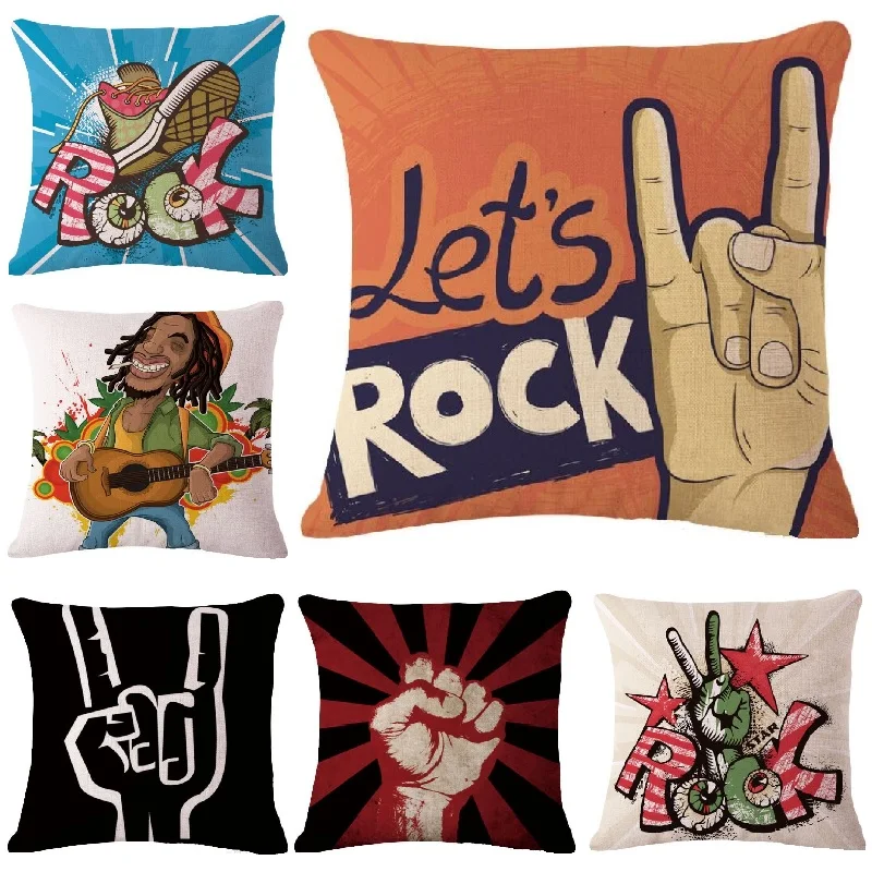 Чехол для подушки Rock льняная музыкальная подушка жестов автомобильного дивана