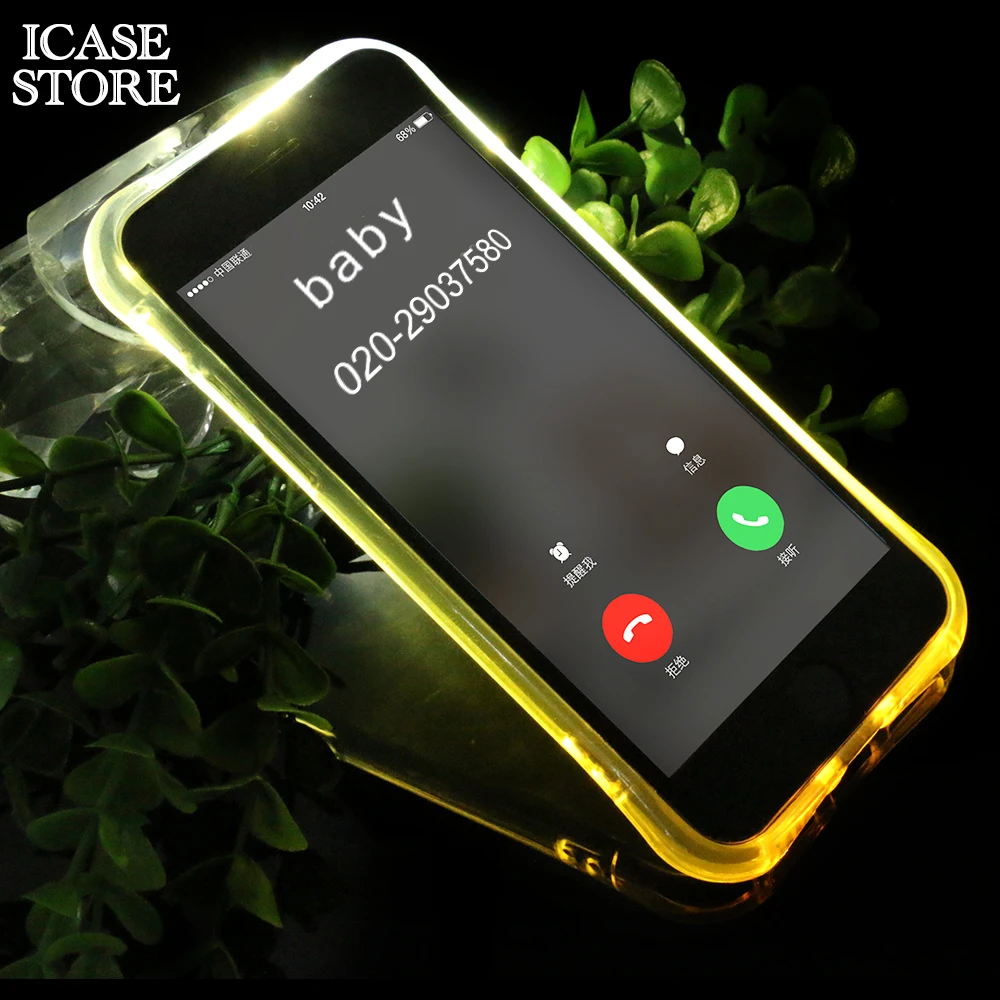 

Ikase store Flash Light Up Phone Case for iPhone 6 6s plus Colorful Incoming Call Light Soft TPU Transparent Cover For apple