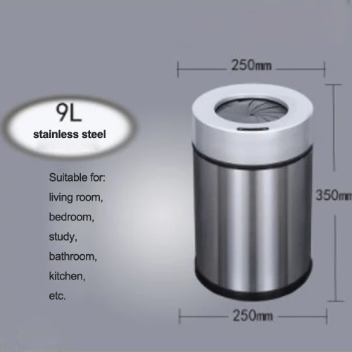 Спиральная Автоматическая Интеллектуальная Индукционная зарядка мусорное ведро для дома кухня гостиная ванная комната, офисный сенсорный мусорный бак 1 шт - Цвет: stainless steel 9L