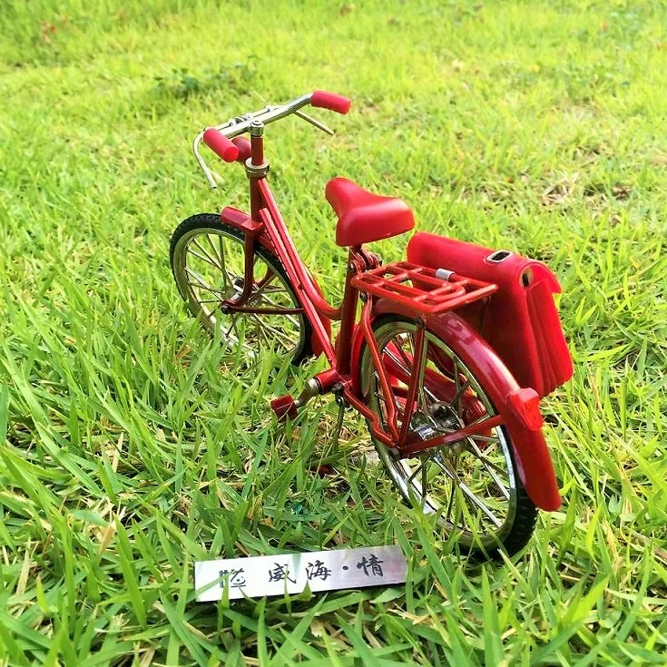  diy miniature assembled metal red bicycle model mountain Road bike toys for children kids birthday 