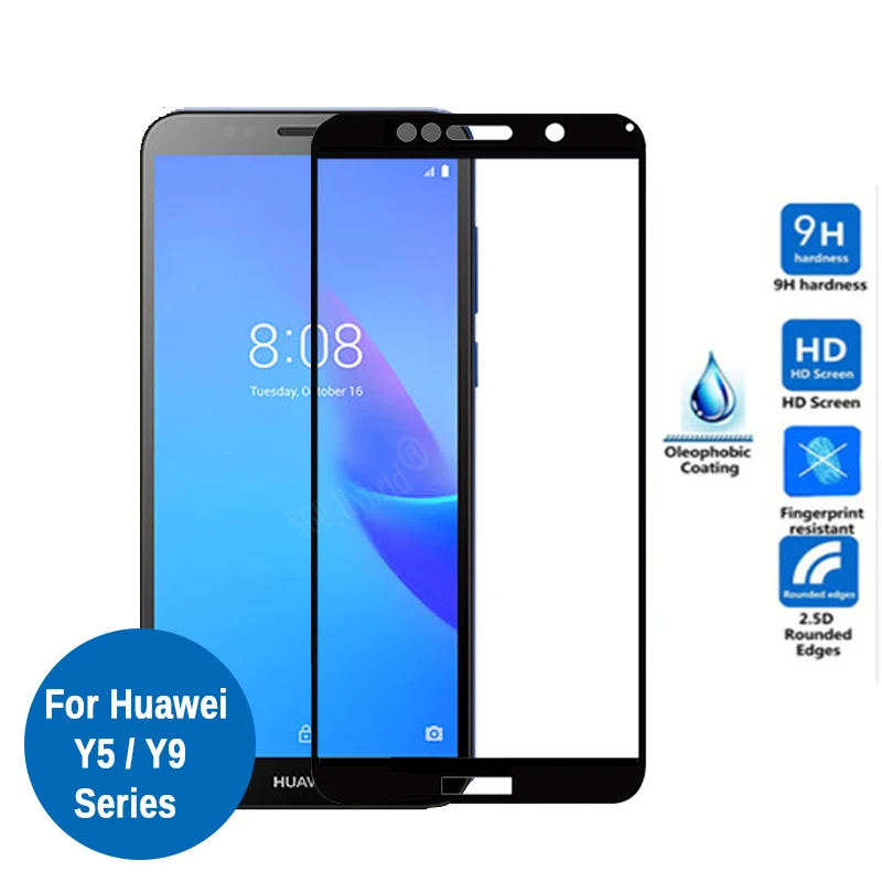 Закаленное стекло для Huawei Y5 Lite полное покрытие Защитное Y 5 prime Y5lite lite Y9 2018 2019 Y92019