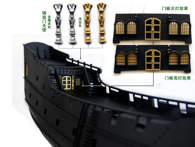 Обновленная версия года, Парусный корабль с черной жемчужиной, полный внутренний 1/35 в пиратском стиле из дерева, строительный комплект