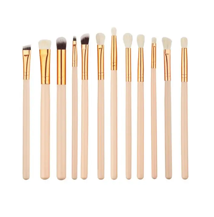 

12Pcs Professional Eyes Makeup Brushes Set Wood Handle Eyeshadow Eyebrow Eyeliner Blending Powder Smudge Brush