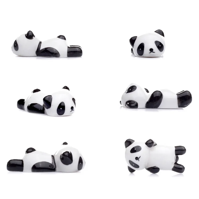 

Cute Ceramics China Panda Ornament Chopsticks Knife Tableware Stand Holder Penholder Home Figurines Miniatures Decor Crafts