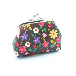 Для женщин Повседневное мода цветочным узором Пряжка кошелка для монет держатель для Карт Красочные Короткие Кошелек сумка