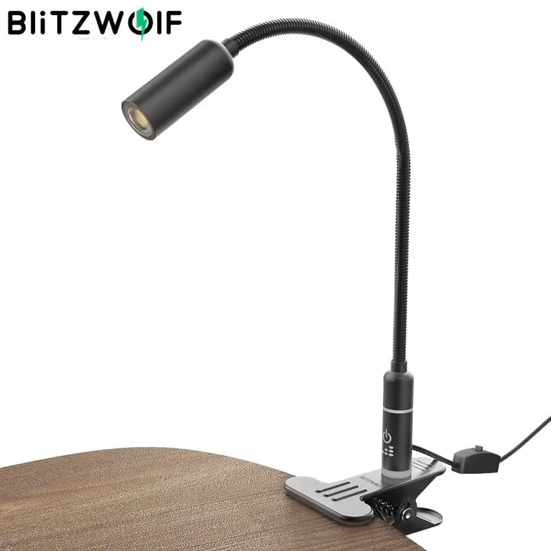 Skup BlitzWolf lampa stołowa dotykowy 2.8W On off przełącznik Clip on elastyczny stół biurko lampa dotykowy czujnik ściemniania lampka do czytania AC100 240V