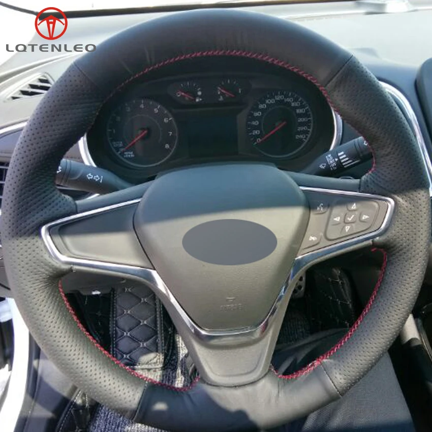 Buy LQTENLEO Black Genuine Leather Car Steering Wheel