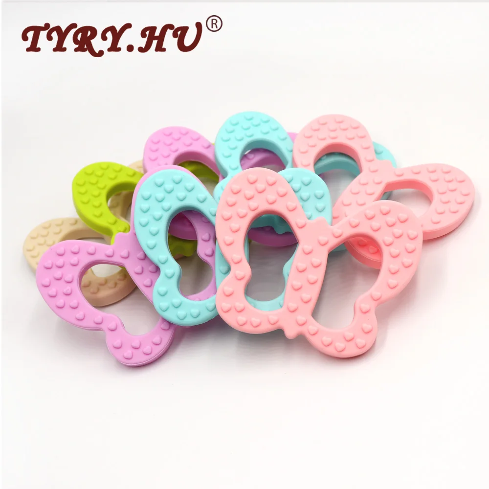 

TYRY.HU Original Butterfly Teether Silicone Pendant BPA Free (5pcs) Nursing Necklace Baby Shower Teething Toys for Pacifier Clip