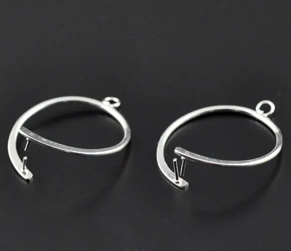

10 Pairs Circle Earring Pendants With Pin 35x30mm