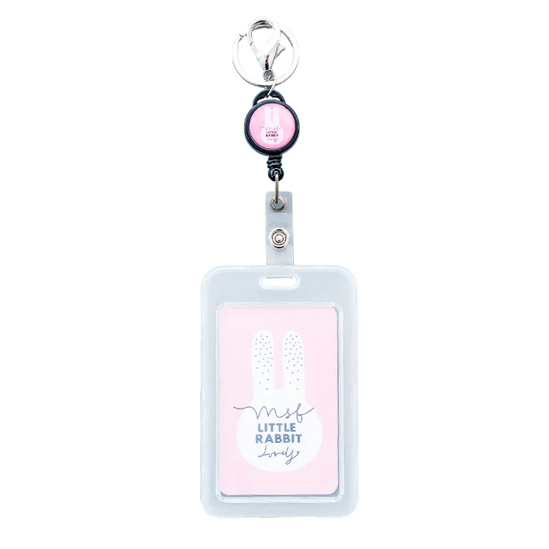 Cute Cartoon Retractable Badge Card Holder Nurse Doctor Exhibition Pull Key ID Name Card Badge Holder School Office Supplies