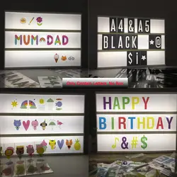 Один набор лайтбокс кинотеатра ночник буквы для А4 А5 световая коробка DIY красочные световые буквы и карты и знаки и цифры и смайлики