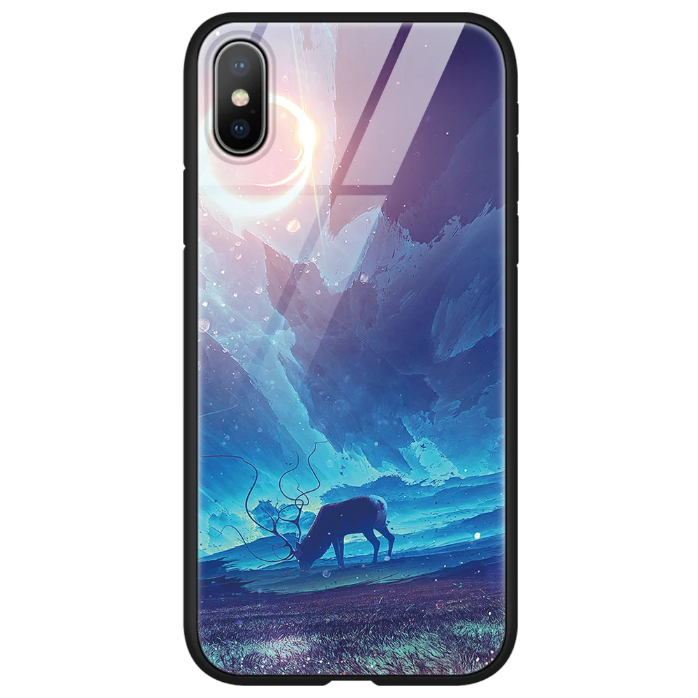 Роскошный чехол из закаленного стекла TPU для Fundas iPhone 11 Pro X XR XS Max 3D принт Космос Coque для iPhone 6 6S 7 8 Plus 10 чехол для телефона - Цвет: cjniu