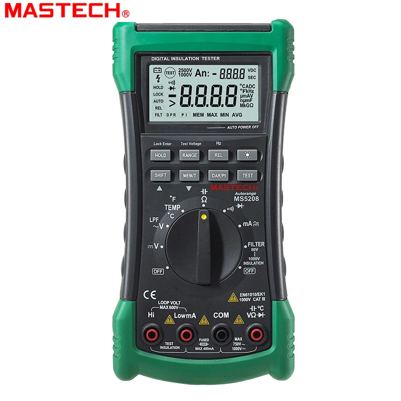 

3 in 1 MS5208 6600 Counts Digital Multimeter+Insulation Resistance tester+Megger tester True RMS AC Voltage Current Temperature