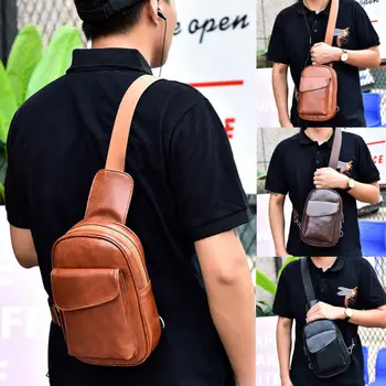 

2019 Newest Fashion Men's PU Leather Sling Chest Cross Body Bag Shoulder Pack Sport Hot Sale Waist Packs