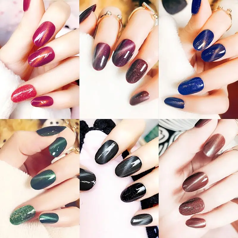 

24pcs Glittery Fake Finger Nails Lustrous Artificial Full Cover False Nail Art Tips