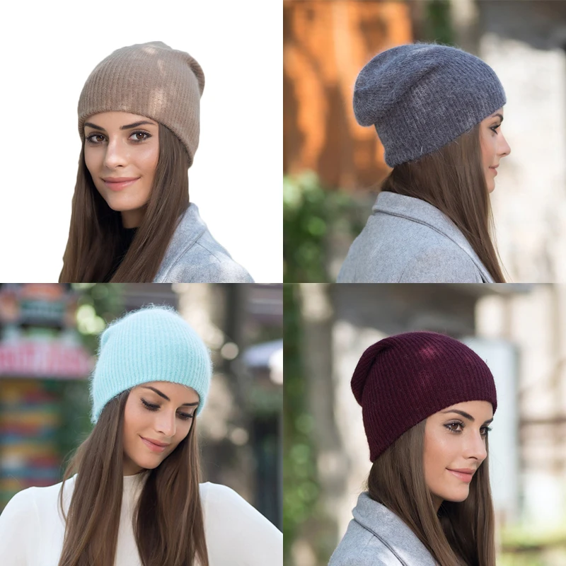 BEFORW Красное вино Белое синее кофе Серый шапка женская Кролик Мех Beanie шапки женские зимние вязаный шерстяной Шапка женскаяОсенние дамы шапки женские зимние кепка