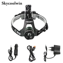 Налобный фонарь 2000 люмен Зум XML T6 светодиодный 4 режима заряжаемый прожектор лампы Масштабируемые регулировки светодиодный фар для фонарика для прогулок и походов