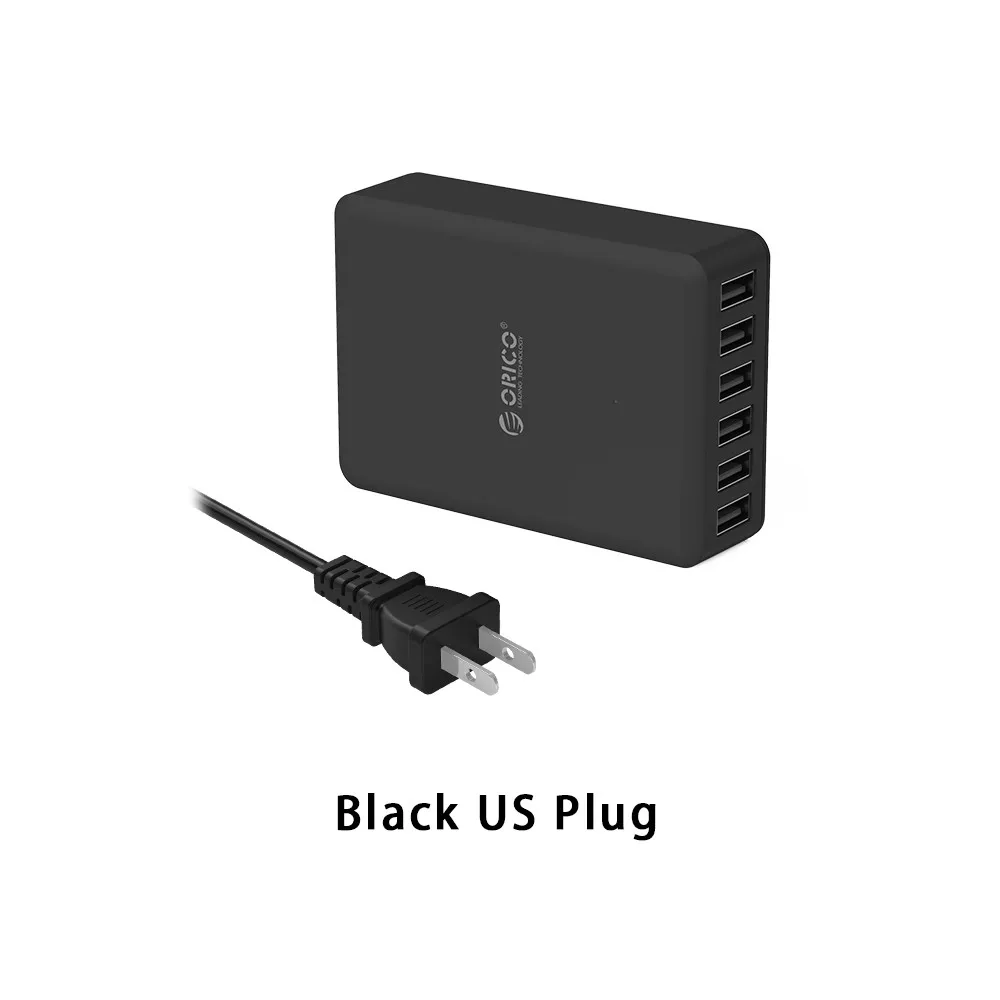 ORICO DCAP USB зарядное устройство 5 в 2,4 А 6 портов 50 вт универсальное настольное зарядное устройство для samsung Galaxy S7/S6/Edge, LG, Xiaomi, iPhone - Тип штекера: Black US Plug